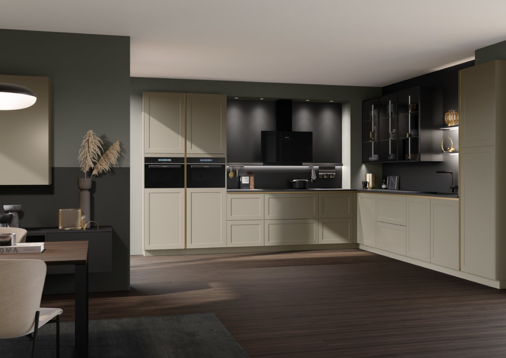 Moderne hoekkeuken (L-Keuken) | Eigenhuis keukens Moderne hoekkeuken met kaderfronten