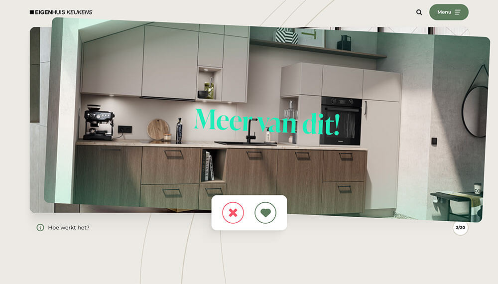 Swipen voor jouw keukenmatch met de Keukenmatch tool